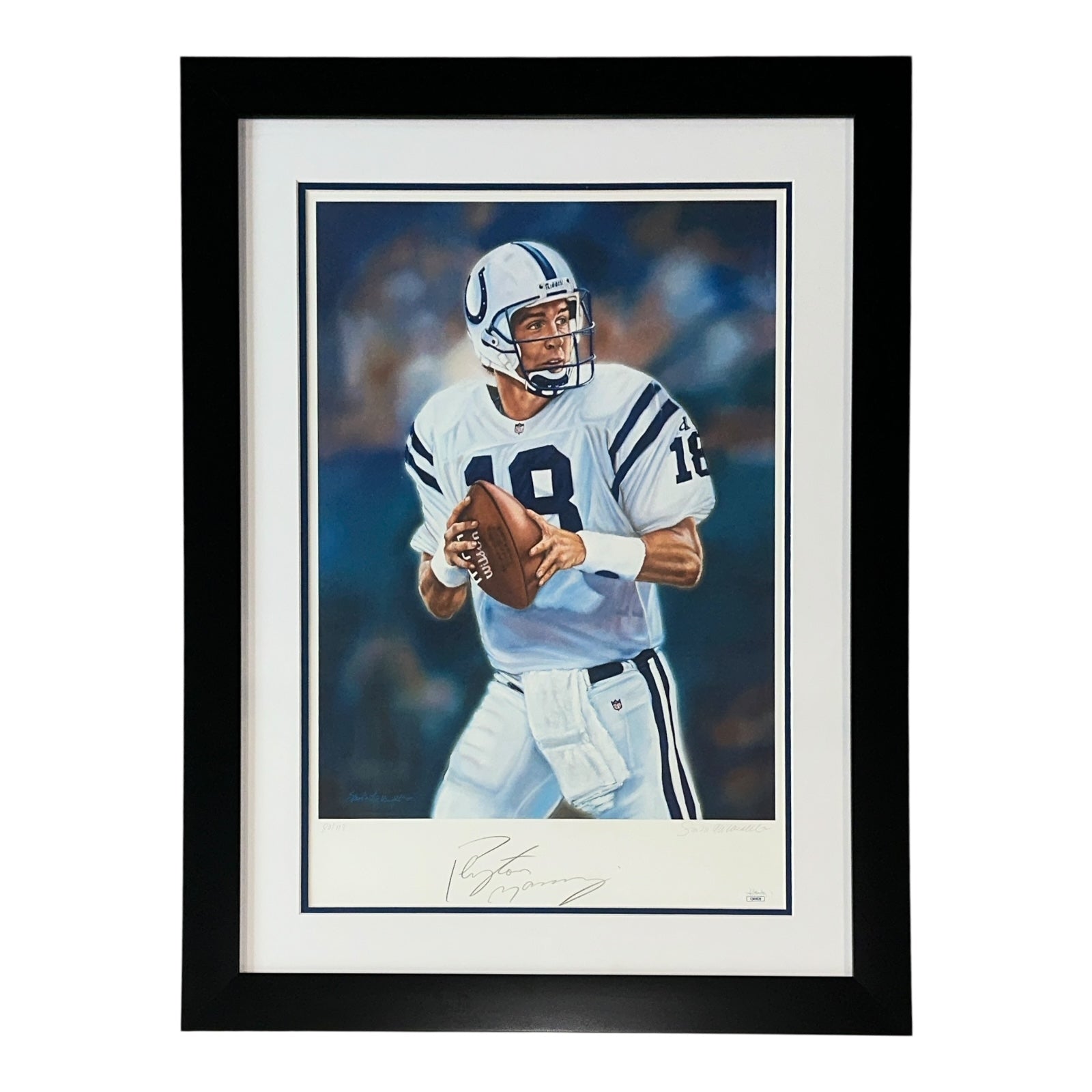Peyton Manning Autographed Framed 22x29 Litho (JSA)