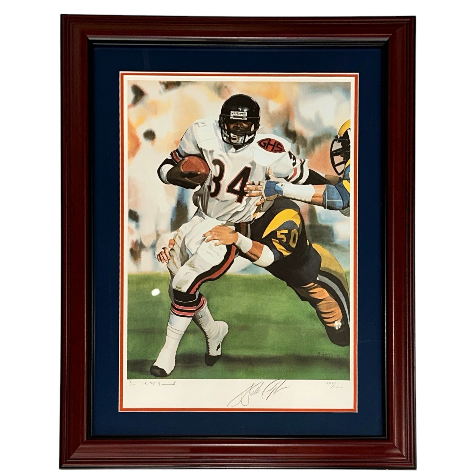 Walter Payton Autographed Chicago Bears Deluxe Framed 20x24 Lithograph - JSA