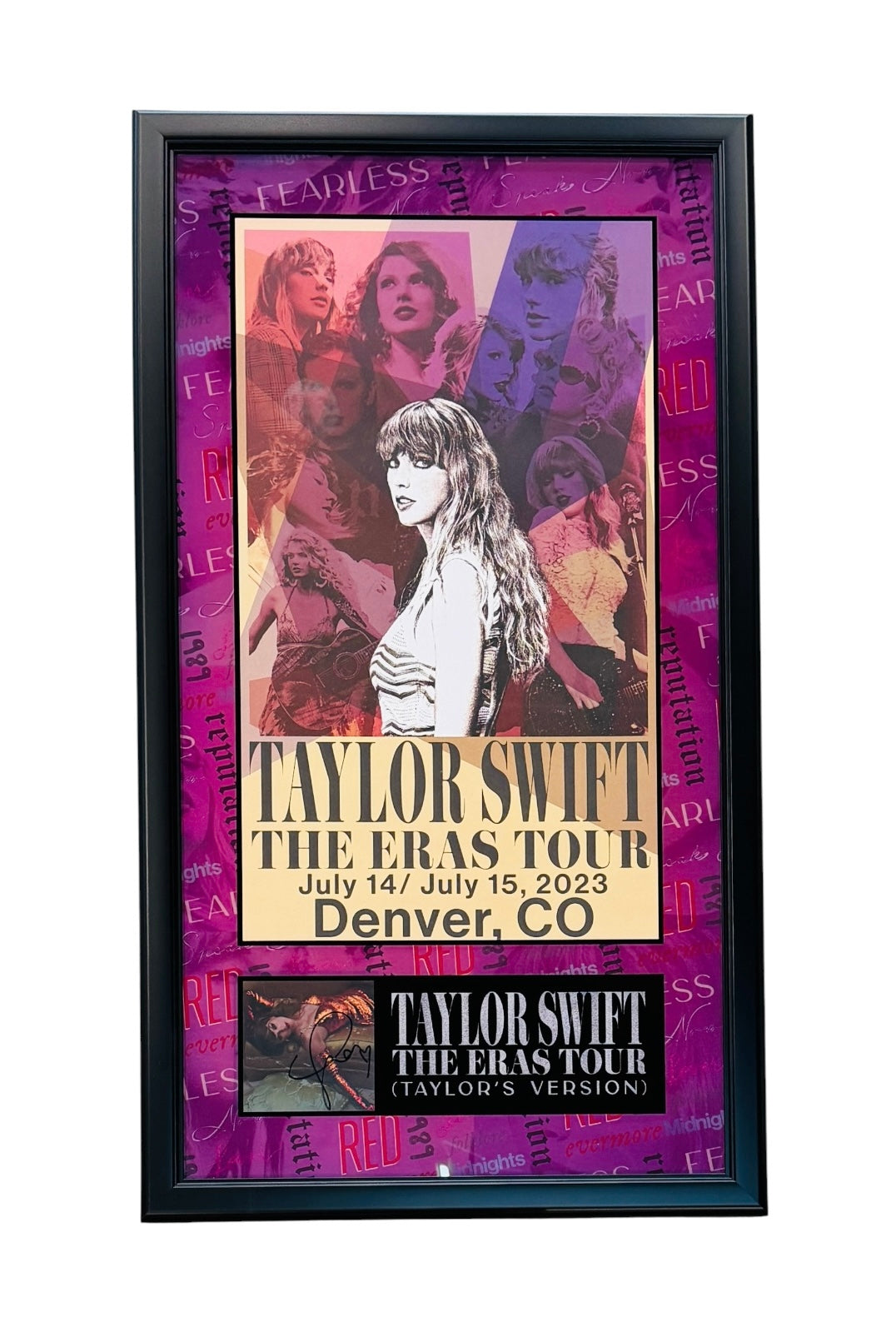 Taylor Swift Autographed The Life of a Showgirl Limited Edition CD Insert Deluxe Framed with Original Tour Poster  - PSA