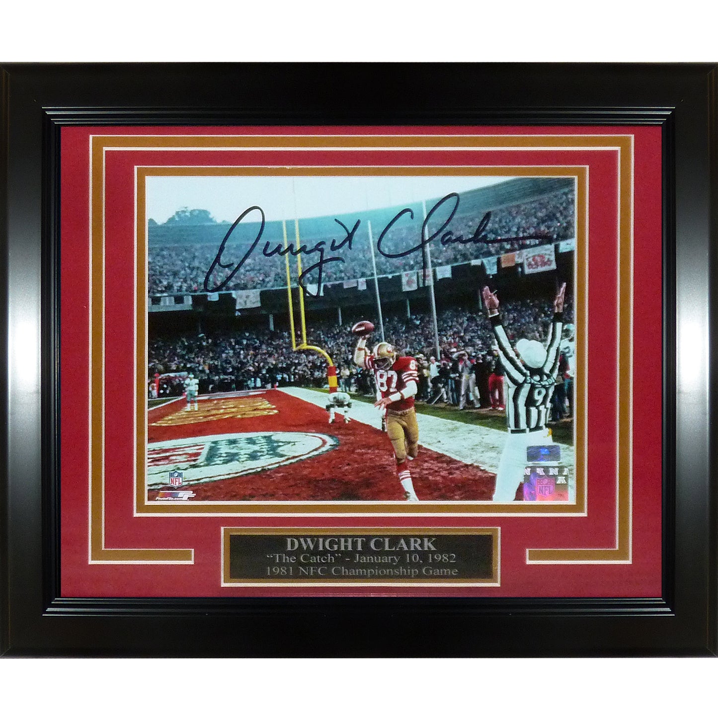Dwight Clark Autographed San Francisco 49ers (The Catch Celebration) Deluxe Framed 8x10 Photo - JSA