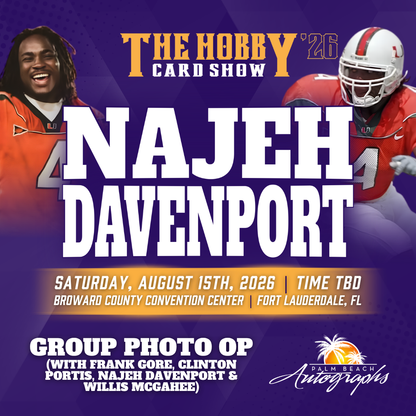 NAJEH DAVENPORT Miami Hurricanes In-Person Autograph Event at THE HOBBY CARD SHOW Public Signing Event - August 15th, 2026