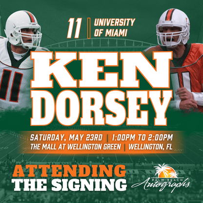 KEN DORSEY In-Store Miami Hurricanes Public Autograph Signing Event In Wellington At The Mall at Wellington Green - May 23rd, 2026