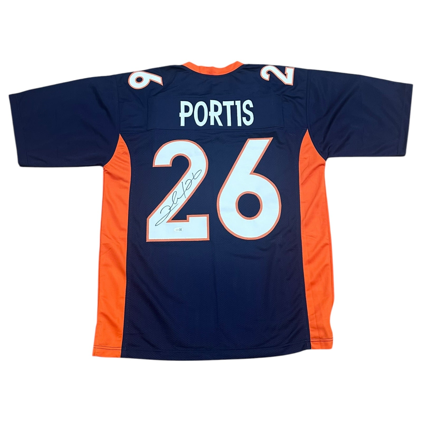 Clinton Portis Autographed Denver (Navy #26) Custom Stitched Jersey - JSA