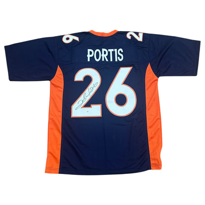 Clinton Portis Autographed Denver (Navy #26) Custom Stitched Jersey - JSA