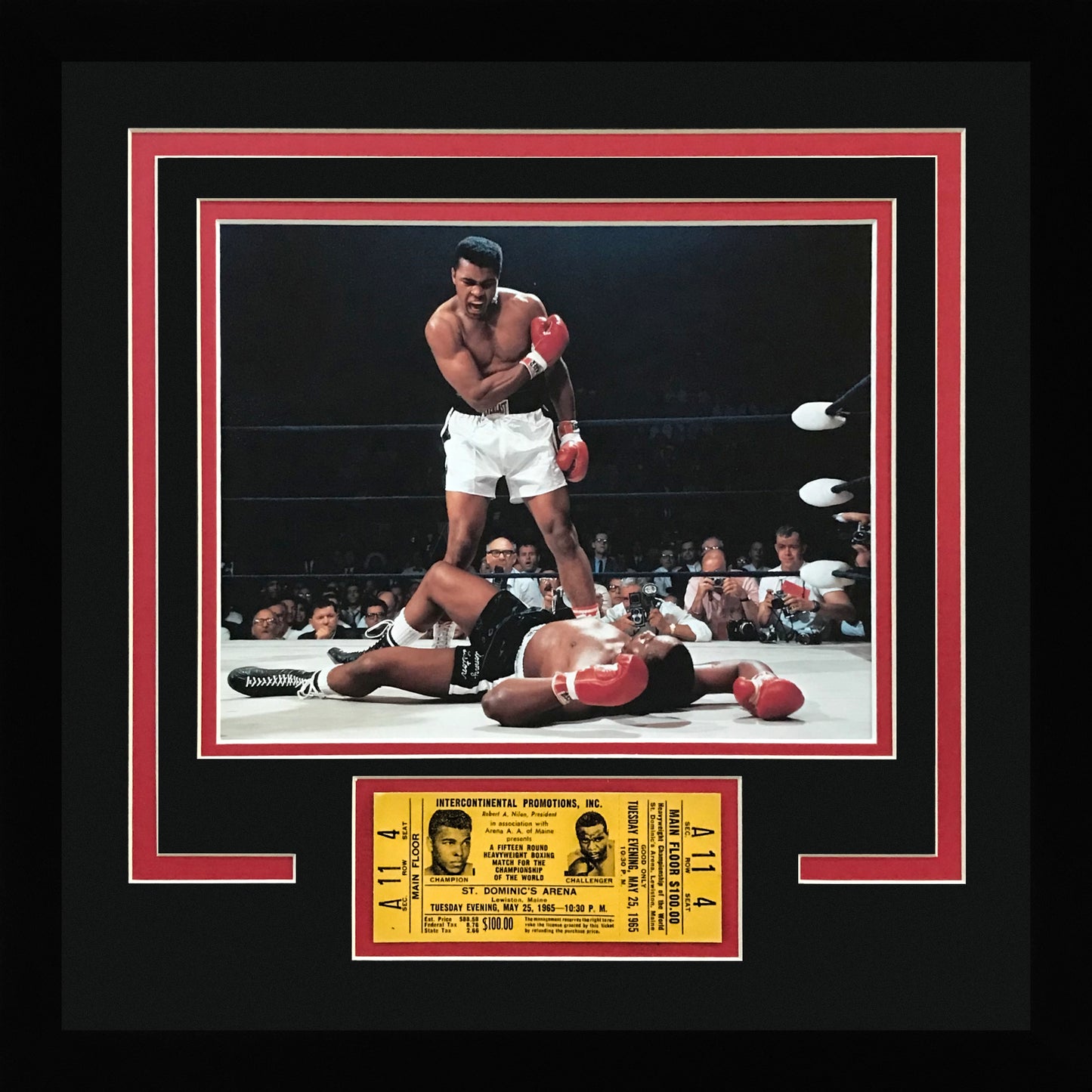 Muhammad Ali vs Sonny Liston Fight 8x10 Photo Deluxe Framed with Replica Fight Ticket Stub