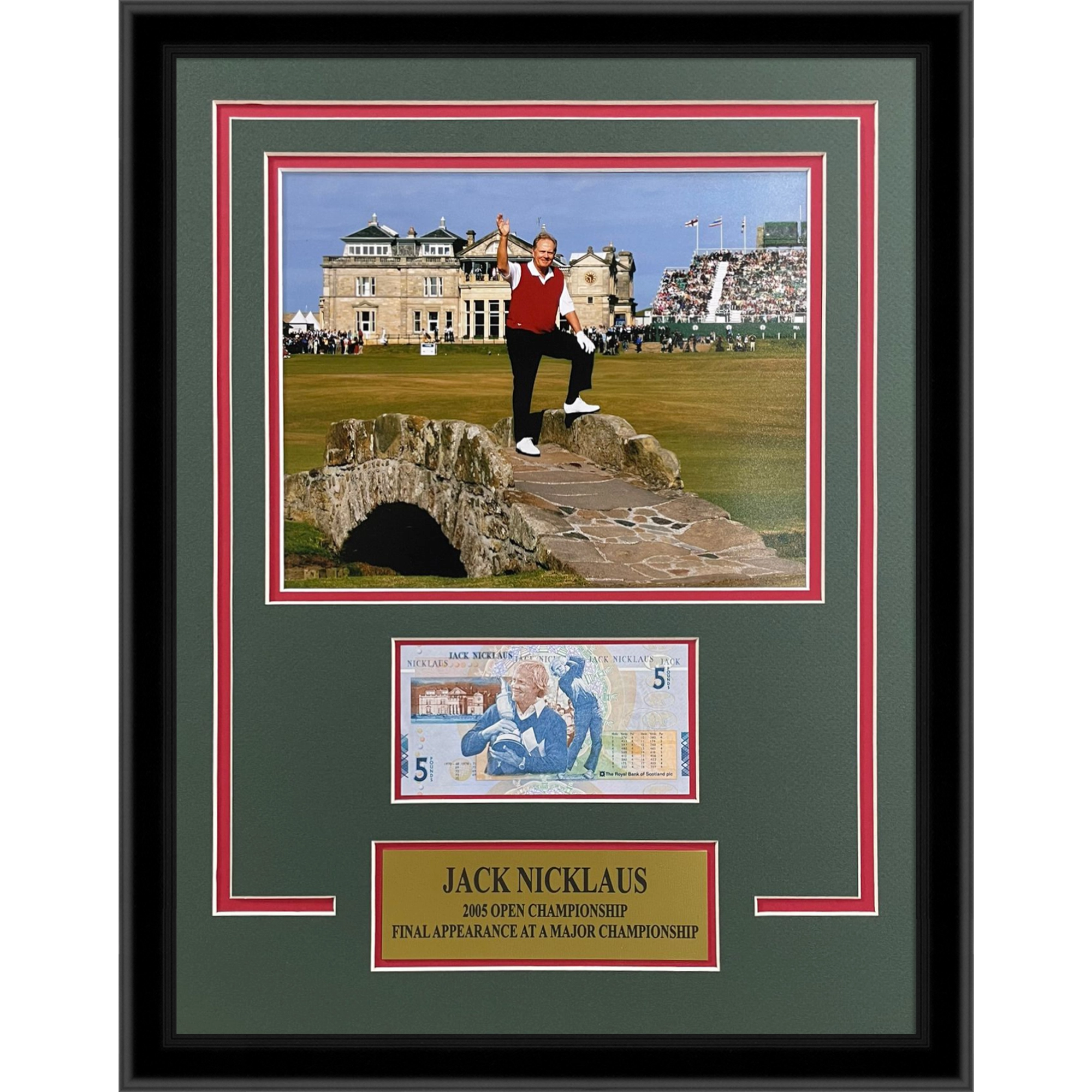 Jack Nicklaus 2005 British Open 8x10 Photo Framed with Original 5 Pound Currency Note