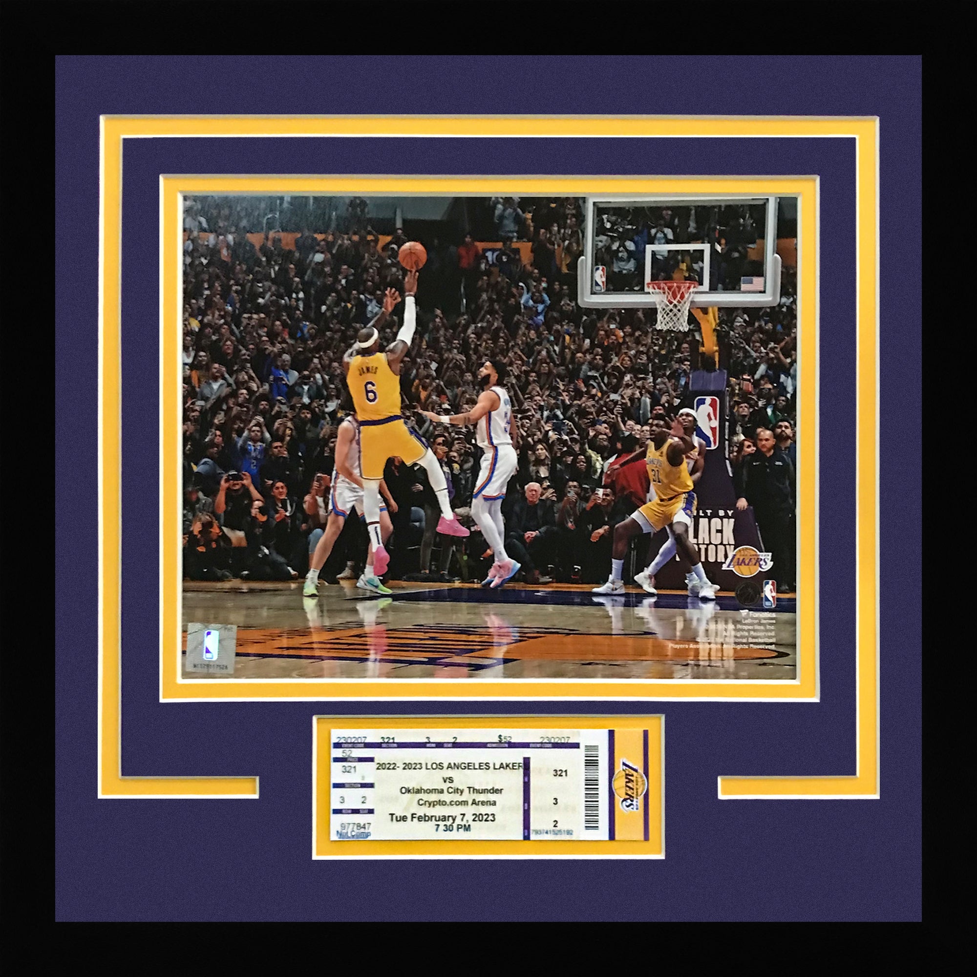 LeBron James Most NBA Points Los Angeles Lakers 8x10 Photo Deluxe Framed with Replica Game Ticket