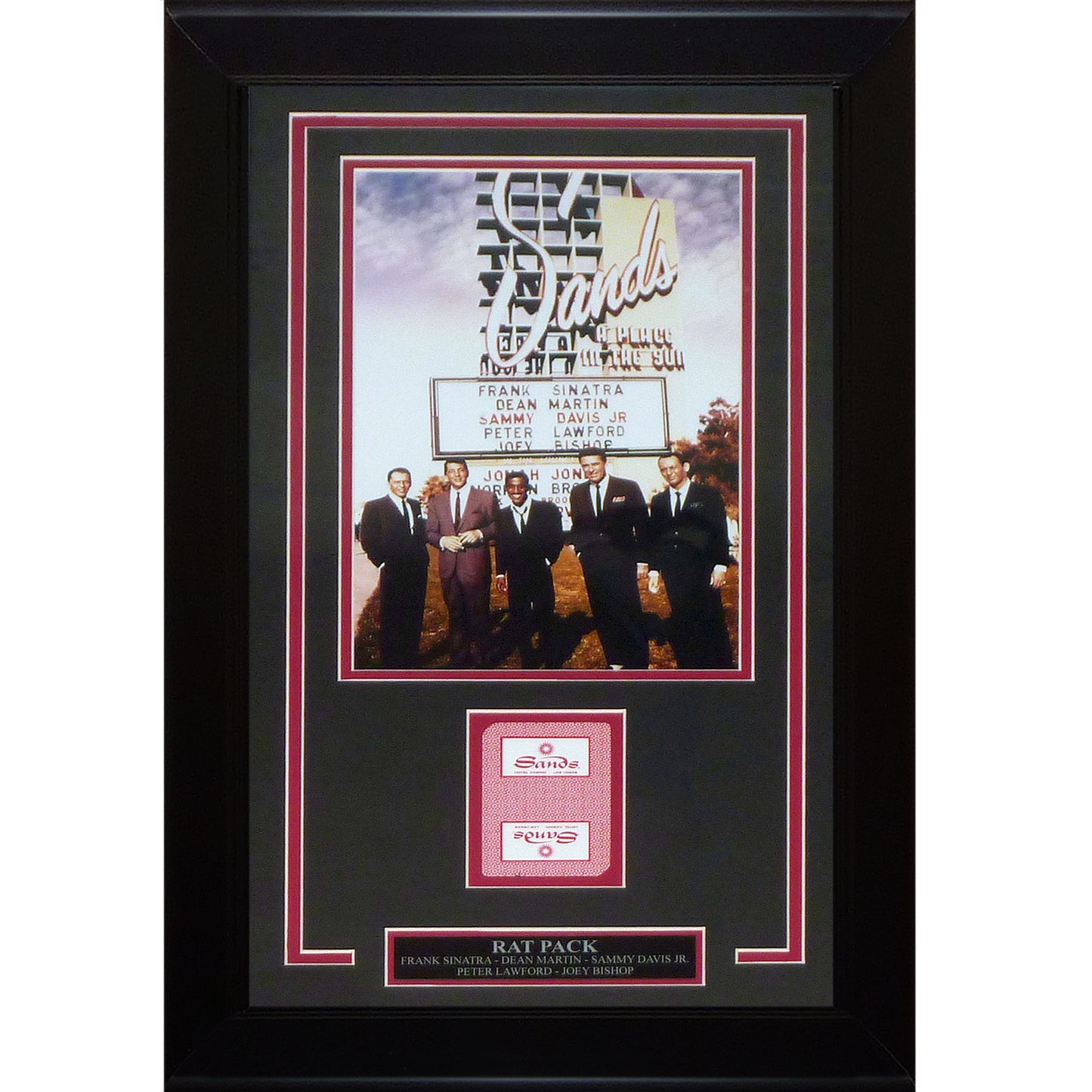 Rat Pack Las Vegas Framed 8x12 Photo with Original Sands Playing Card