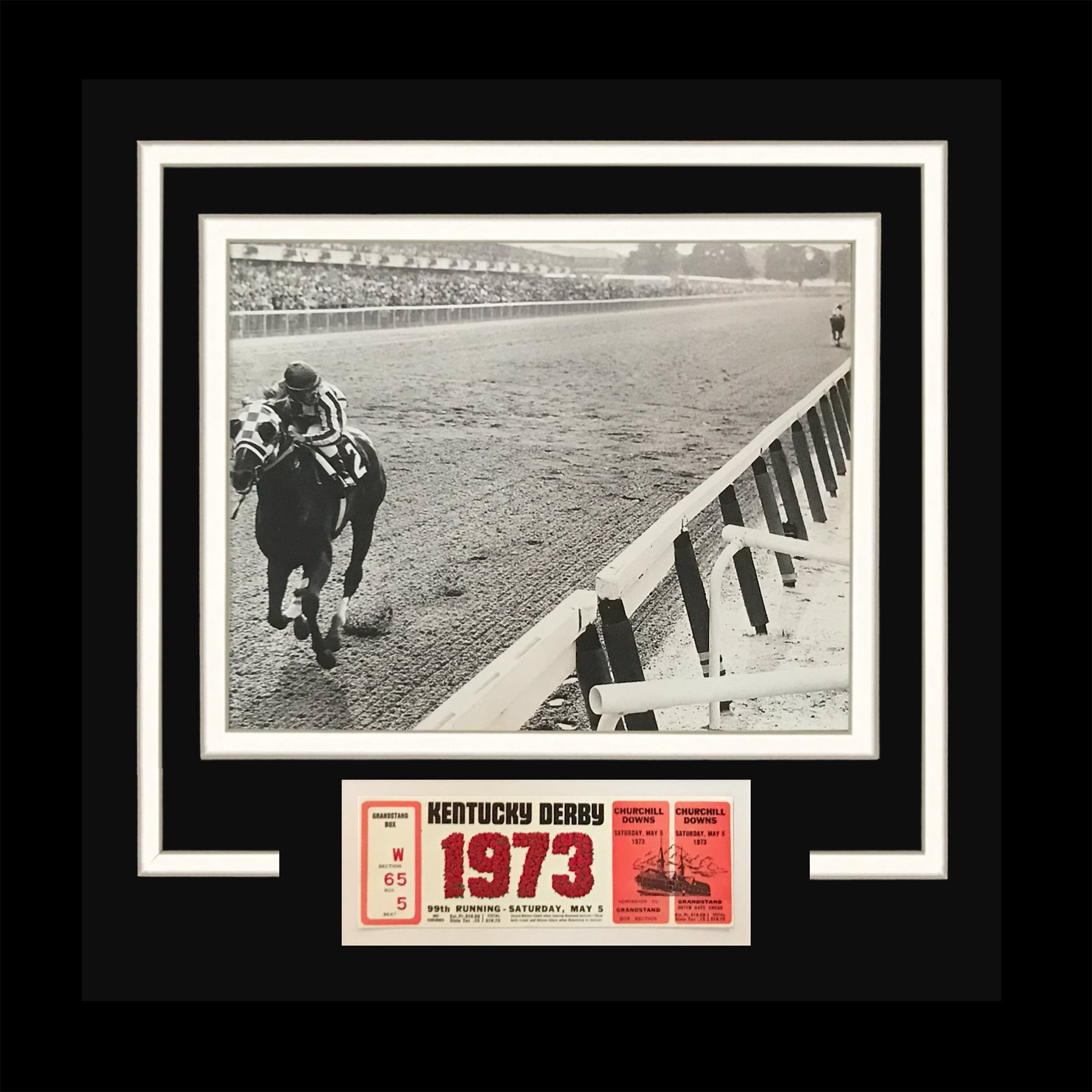 Secretariat 1973 Kentucky Derby 8x10 Photo Deluxe Framed with Replica Race Ticket
