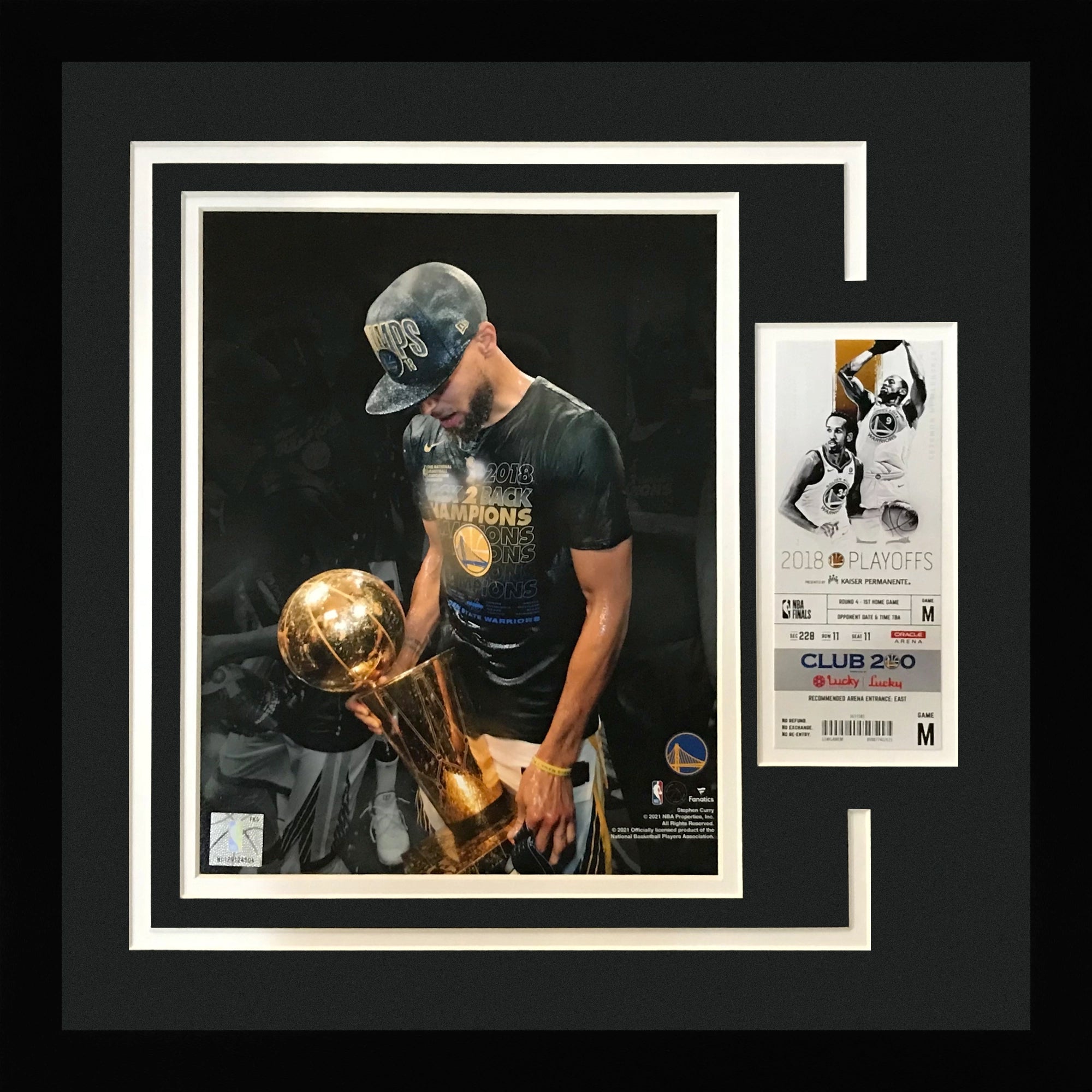 Stephen Curry 2018 NBA Finals Golden State Warriors 8x10 Photo Deluxe Framed with Replica Game Ticket