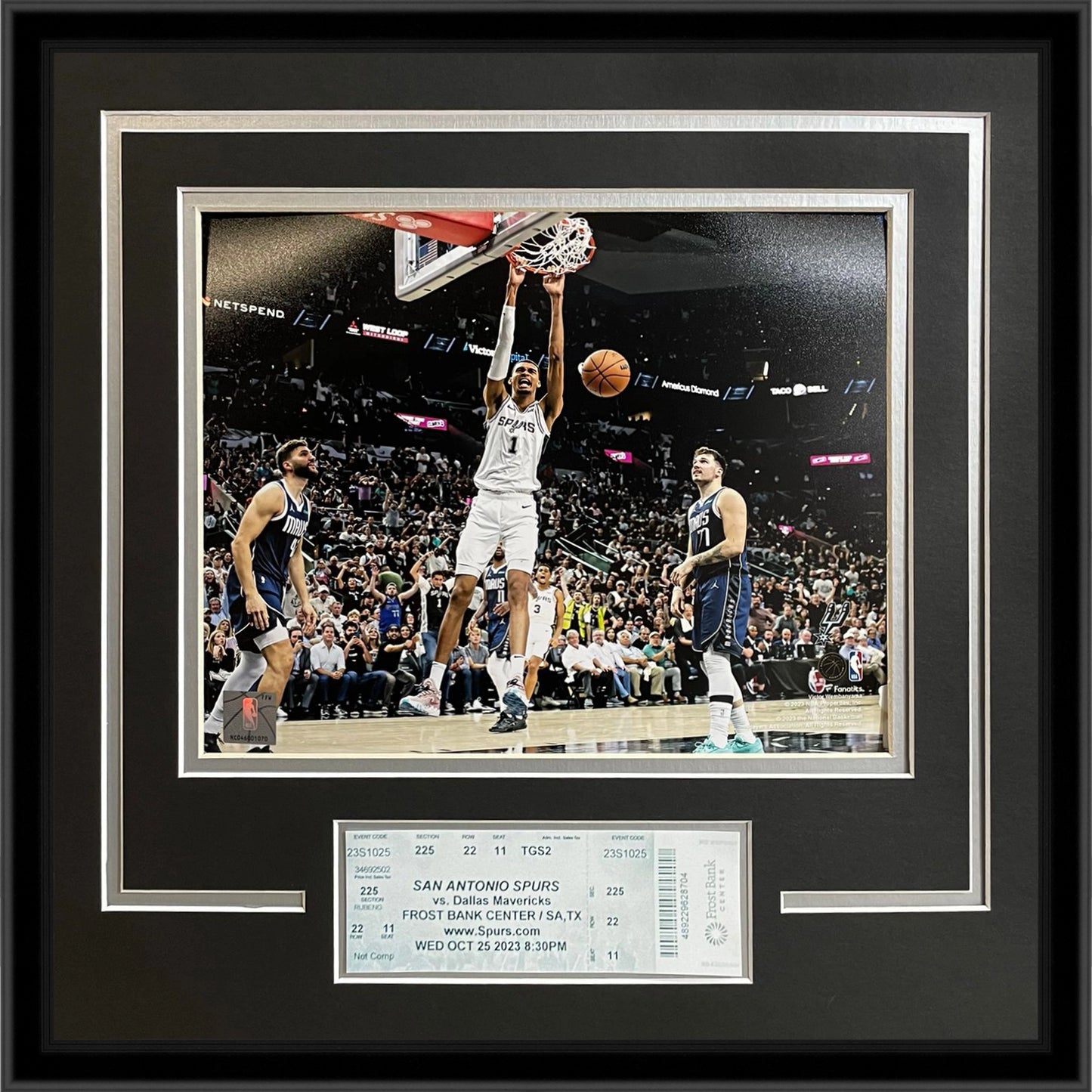 Victor Wembanyama San Antonio Spurs 1st NBA Game 8x10 Photo Deluxe Framed with Replica Ticket Stub