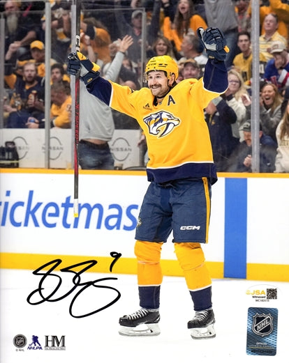 Filip Forsberg Autographed Nashville Predators (Gold Jersey Celebration) 8x10 Photo - JSA