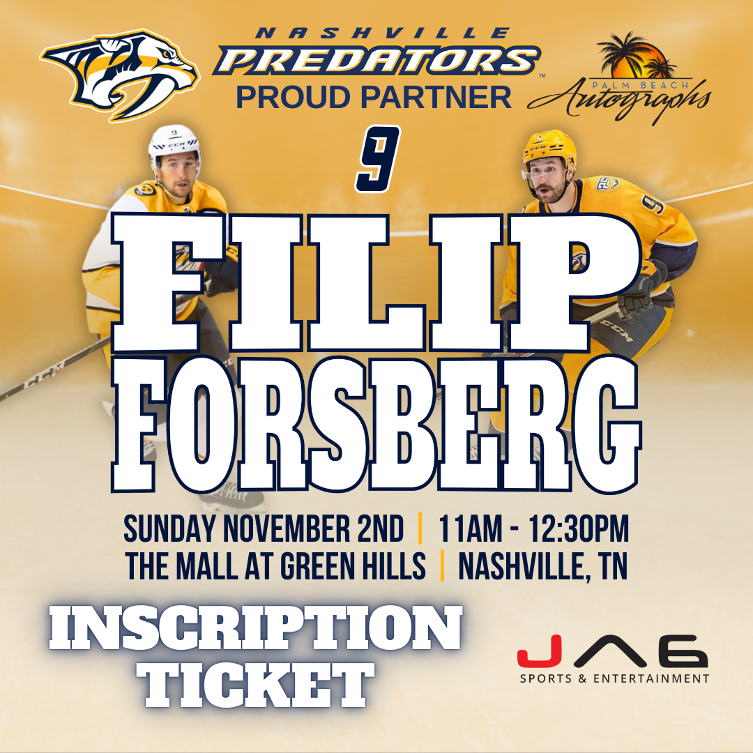 FILIP FORSBERG AUTOGRAPH EVENT - Nashville (The Mall at Green Hills) In-Store Public Signing - November 2th, 2025