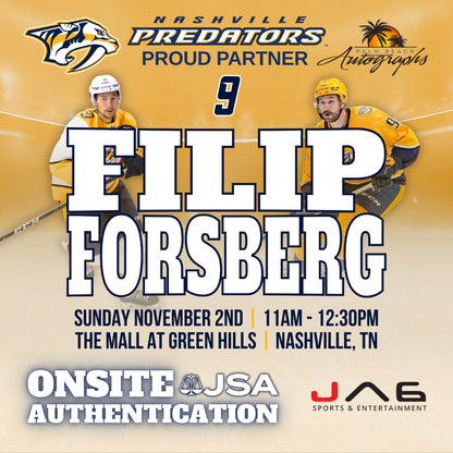 FILIP FORSBERG AUTOGRAPH EVENT - Nashville (The Mall at Green Hills) In-Store Public Signing - November 2th, 2025