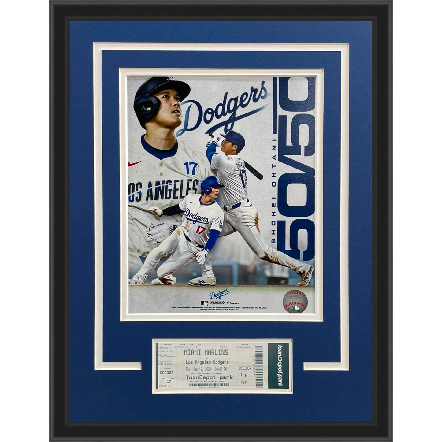 Shohei Ohtani Dodgers 8x10 Photo Framed with Replica 50/50 Game Ticket