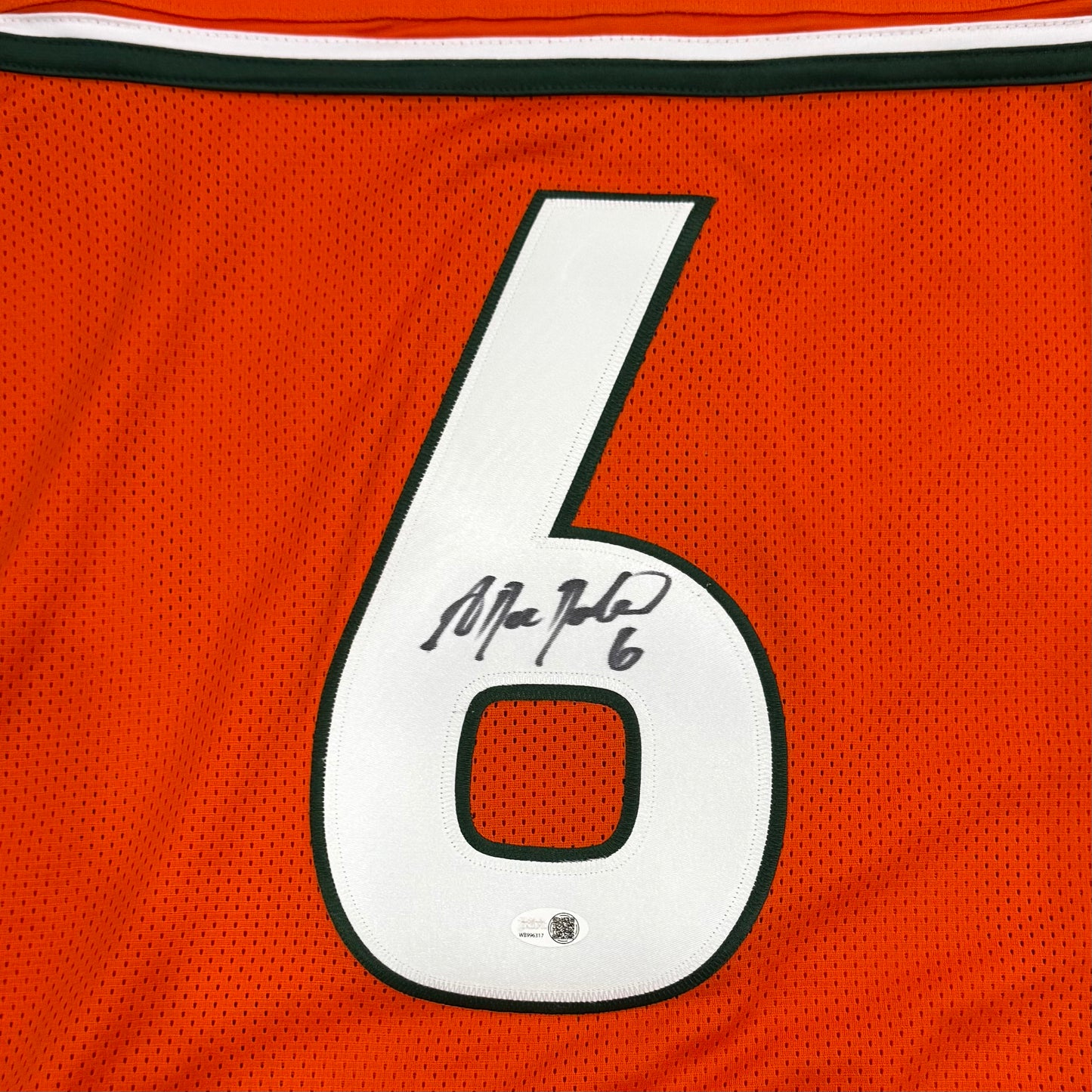 Antrel Rolle Autographed Miami Hurricanes (Orange #6) Custom Stitched Jersey - JSA