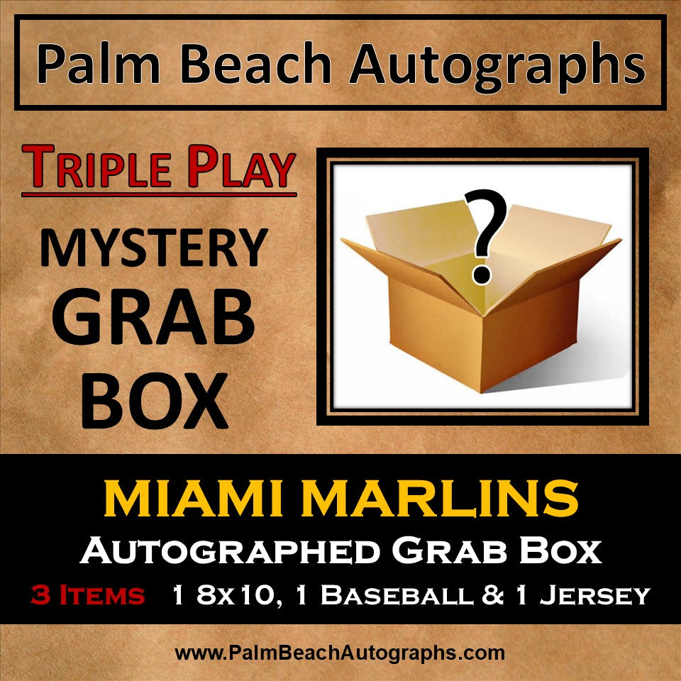 MYSTERY GRAB BOX - Miami Marlins Players Autographed Baseball Triple Play Box