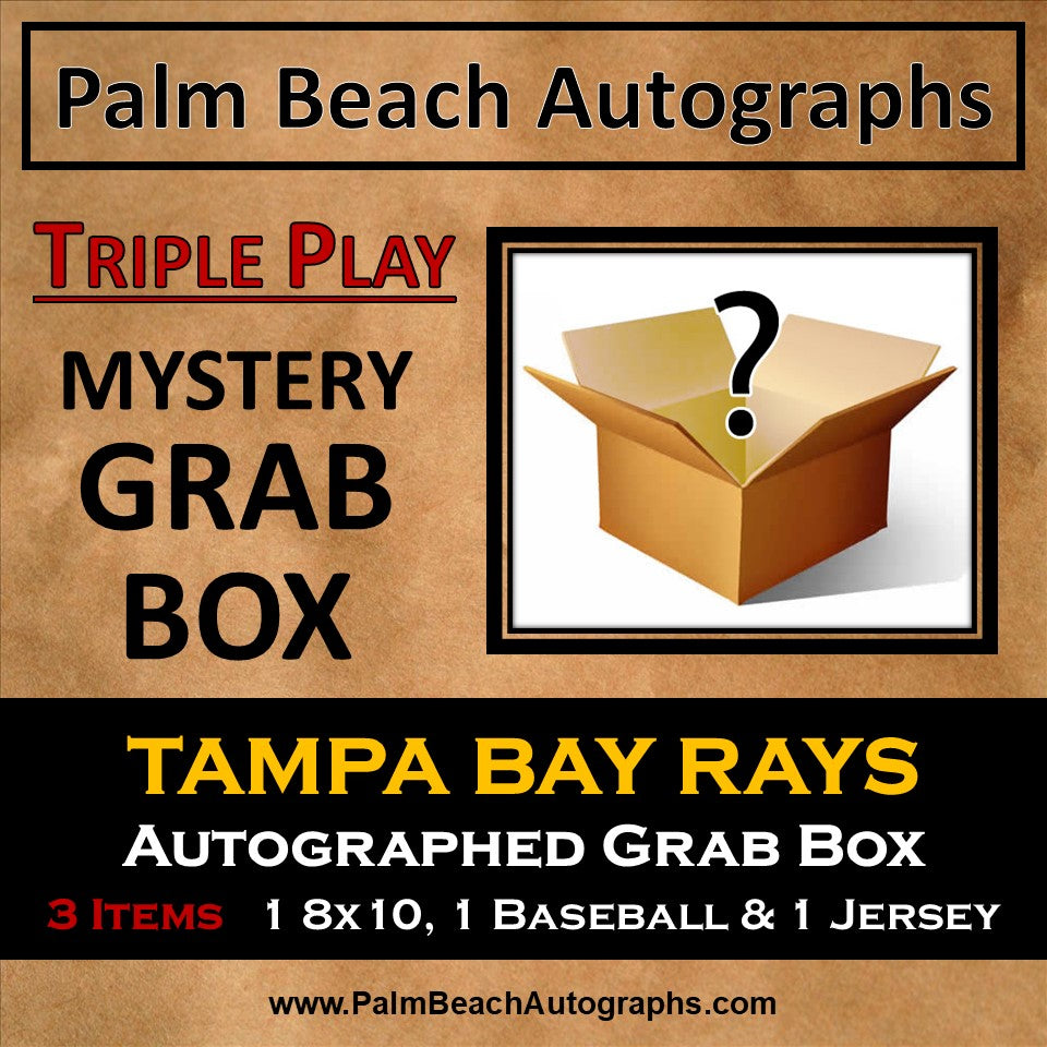 MYSTERY GRAB BOX - Tampa Bay Rays Players Autographed Baseball Triple Play Box