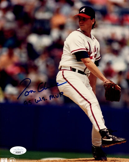 Tom Glavine Autographed Atlanta Braves 8x10 Photo w/ "95 W.S. MVP" JSA