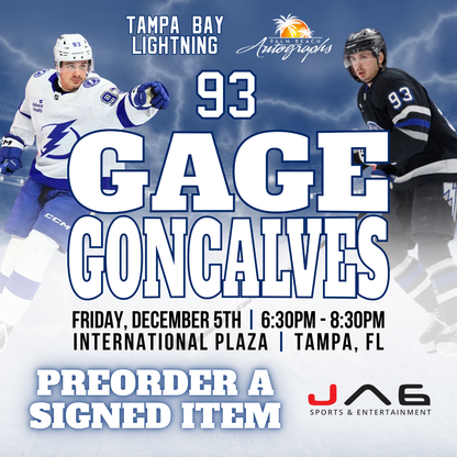 GAGE CONCALVES AUTOGRAPH EVENT - Tampa (International Plaza) In-Store Public Signing - December 5th, 2025