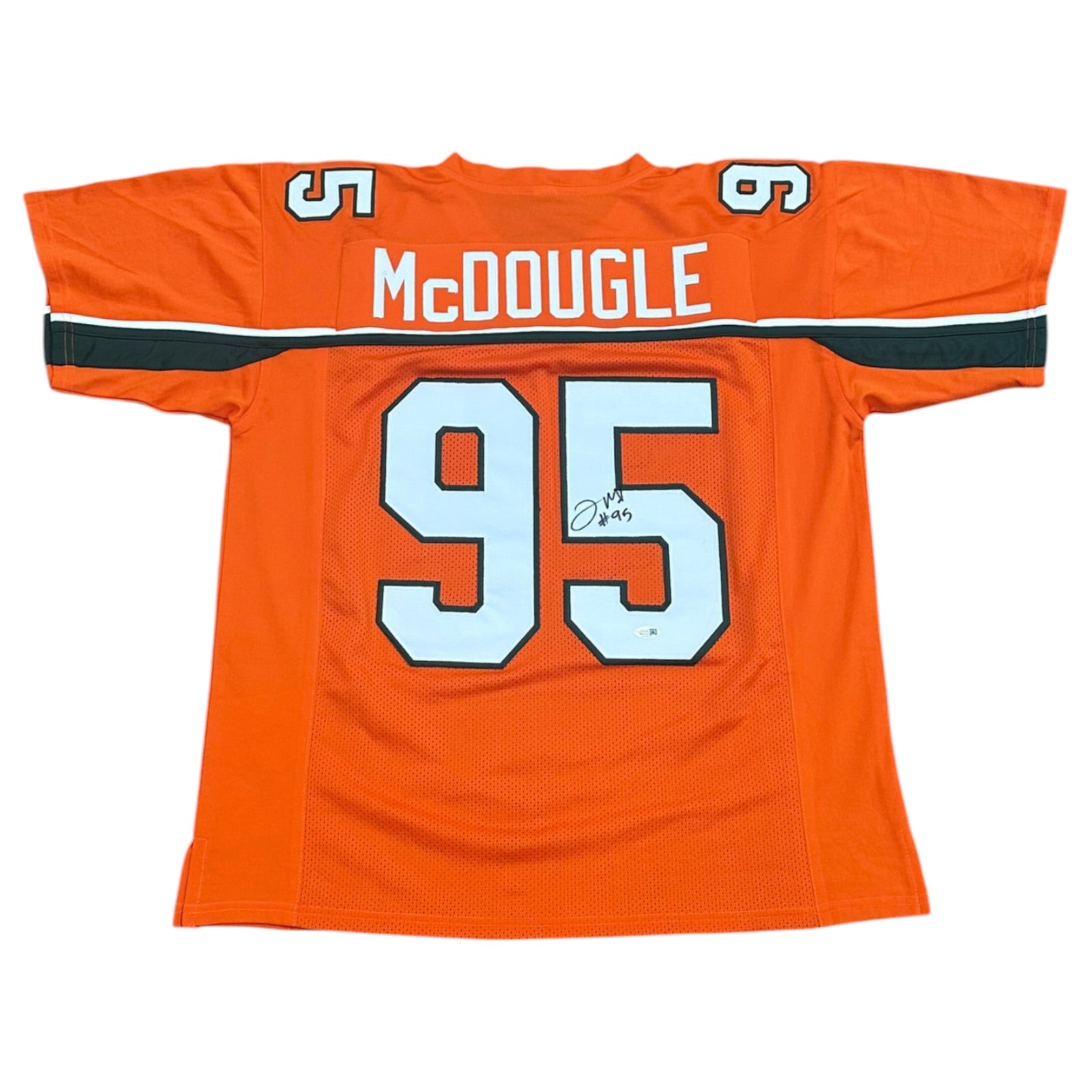 Jerome McDougle Autographed Miami Hurricanes (Orange #96) Custom Stitched Jersey - JSA