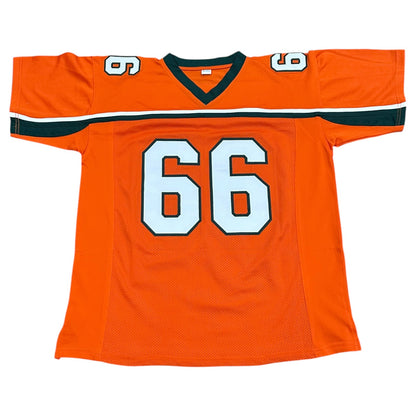 Brett Romberg Autographed Miami Hurricanes (Orange #66) Custom Stitched Jersey - JSA