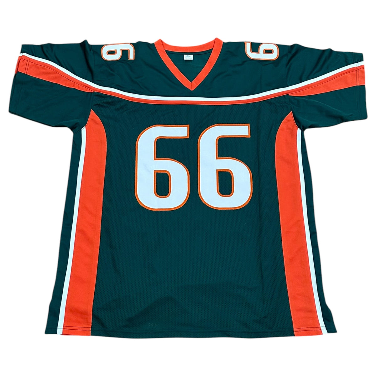 Brett Romberg Autographed Miami Hurricanes (Green #66) Custom Stitched Jersey - JSA