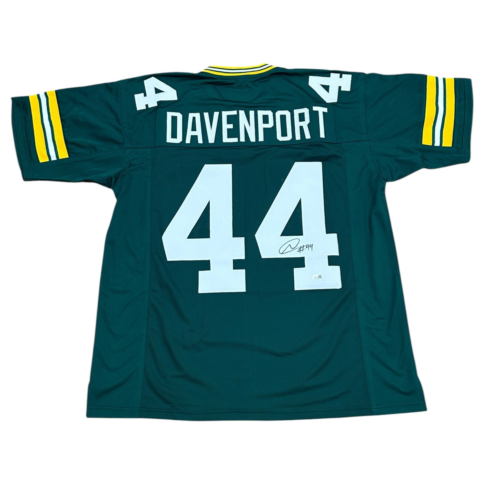 Najeh Davenport Autographed Green Bay (Green #44) Custom Stitched Jersey - JSA