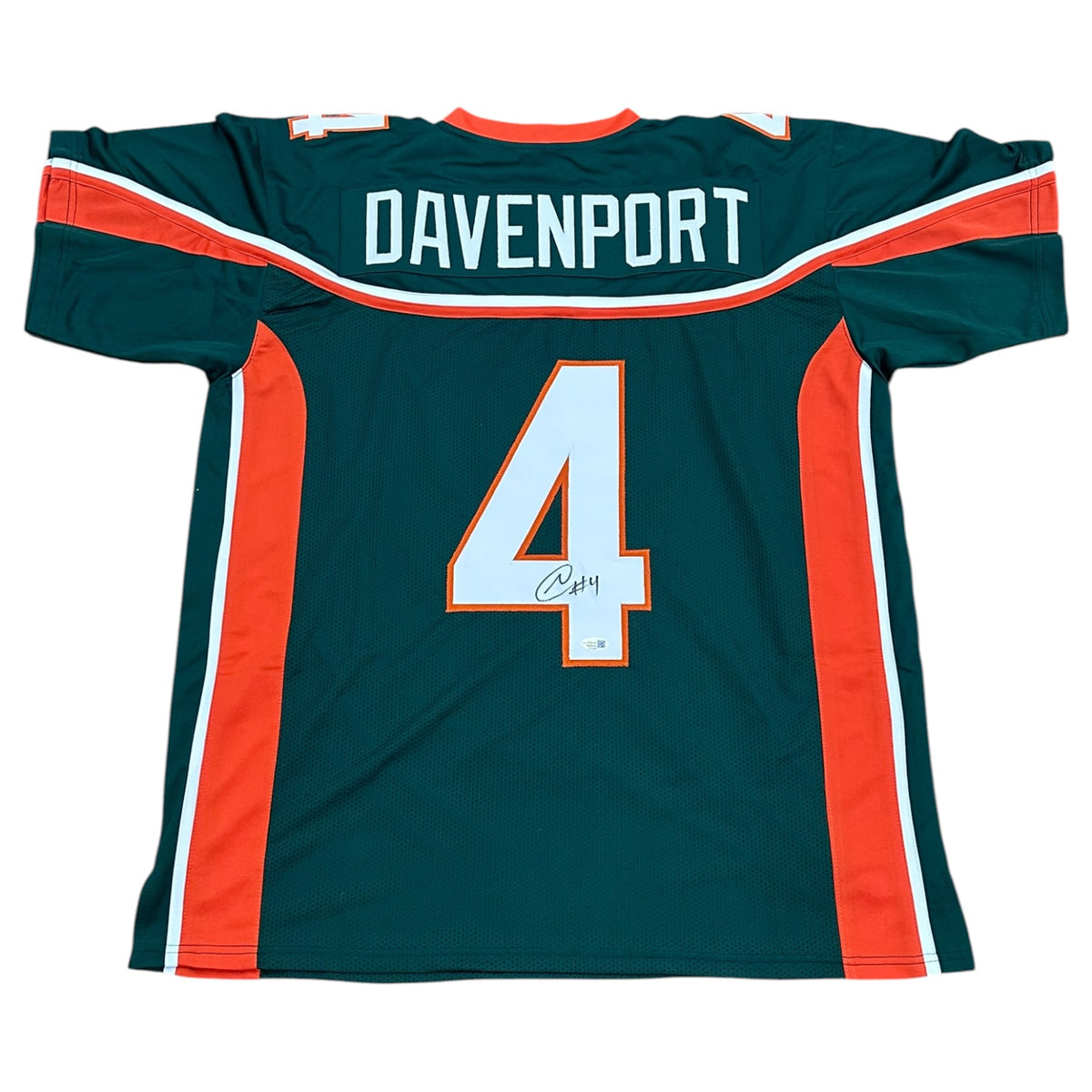 Najeh Davenport Autographed Miami Hurricanes (Green #4) Custom Stitched Jersey - JSA