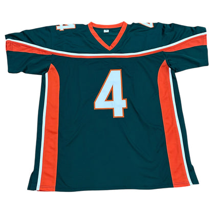 Najeh Davenport Autographed Miami Hurricanes (Green #4) Custom Stitched Jersey - JSA