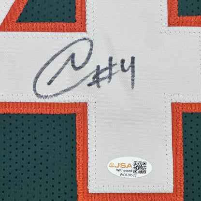 Najeh Davenport Autographed Miami Hurricanes (Green #4) Custom Stitched Jersey - JSA