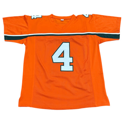 Najeh Davenport Autographed Miami Hurricanes (Orange #4) Custom Stitched Jersey - JSA