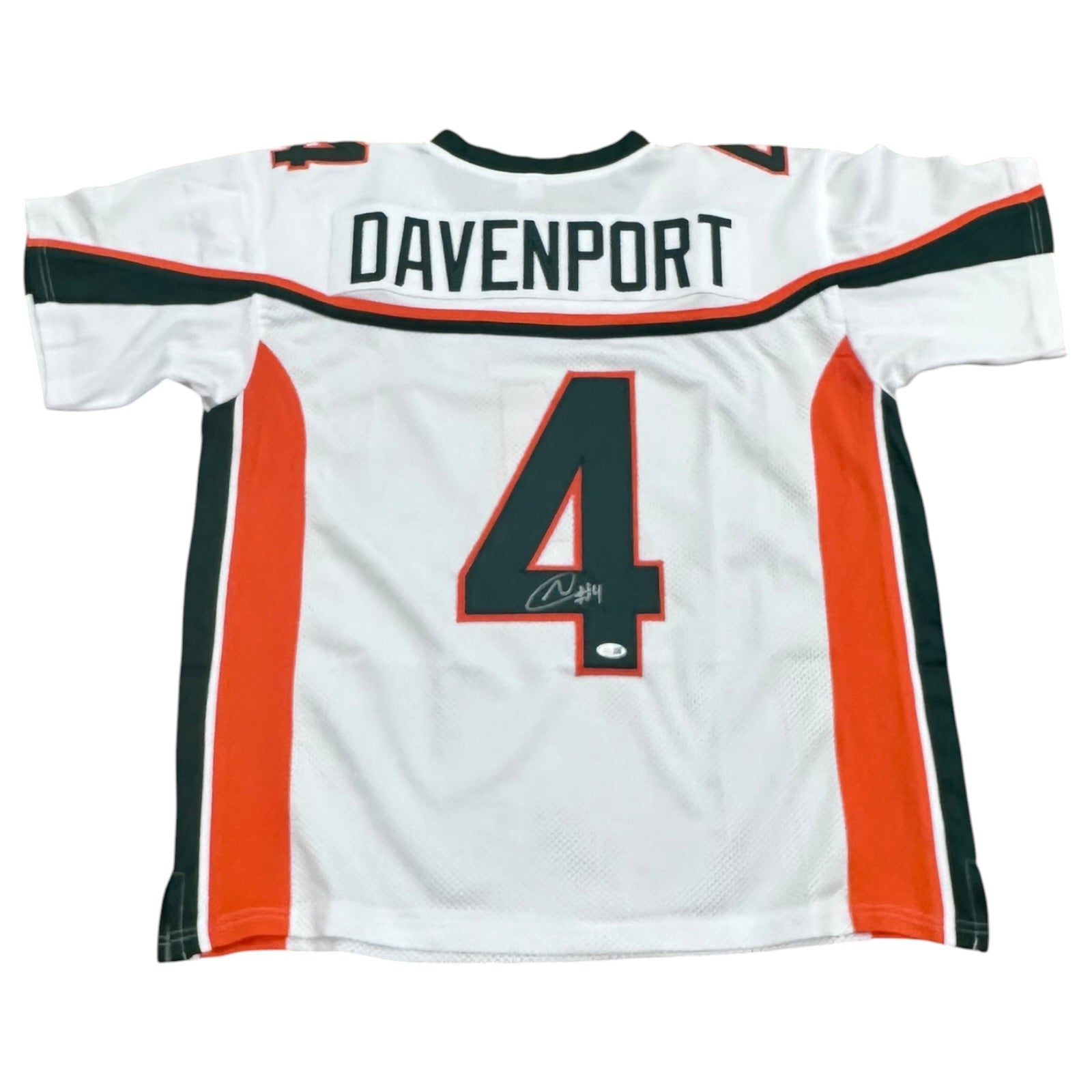 Najeh Davenport Autographed Miami Hurricanes (White #4) Custom Stitched Jersey - JSA