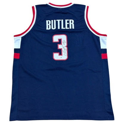 Caron Butler Autographed UConn (Navy #3) Custom Stitched Jersey - JSA
