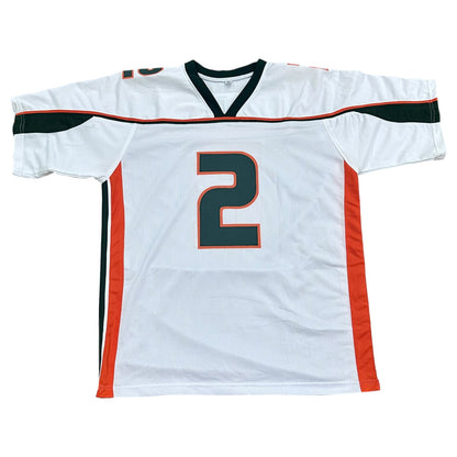 Willis McGahee Autographed Miami (White #2) Custom Jersey - JSA