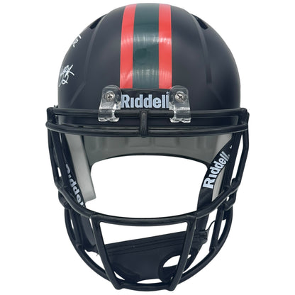 2001 Miami Hurricanes Running Backs Autographed (Matte Black) Deluxe Full-Size Replica Helmet w/ "01 CHAMPS" - JSA