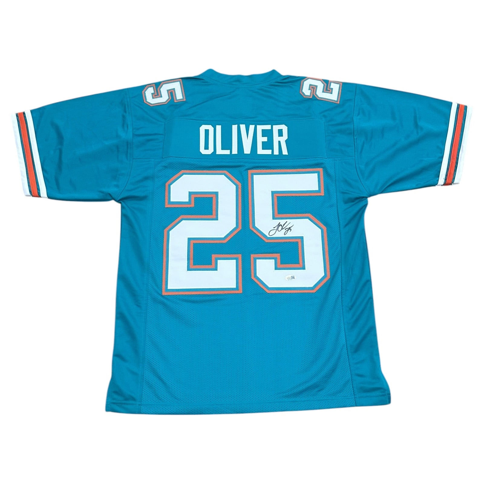 Louis Oliver Autographed Miami (Aqua #25) Custom Stitched Jersey - JSA