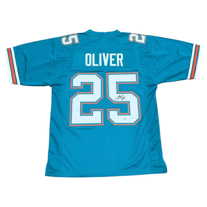 Louis Oliver Autographed Miami (Aqua #25) Custom Stitched Jersey - JSA
