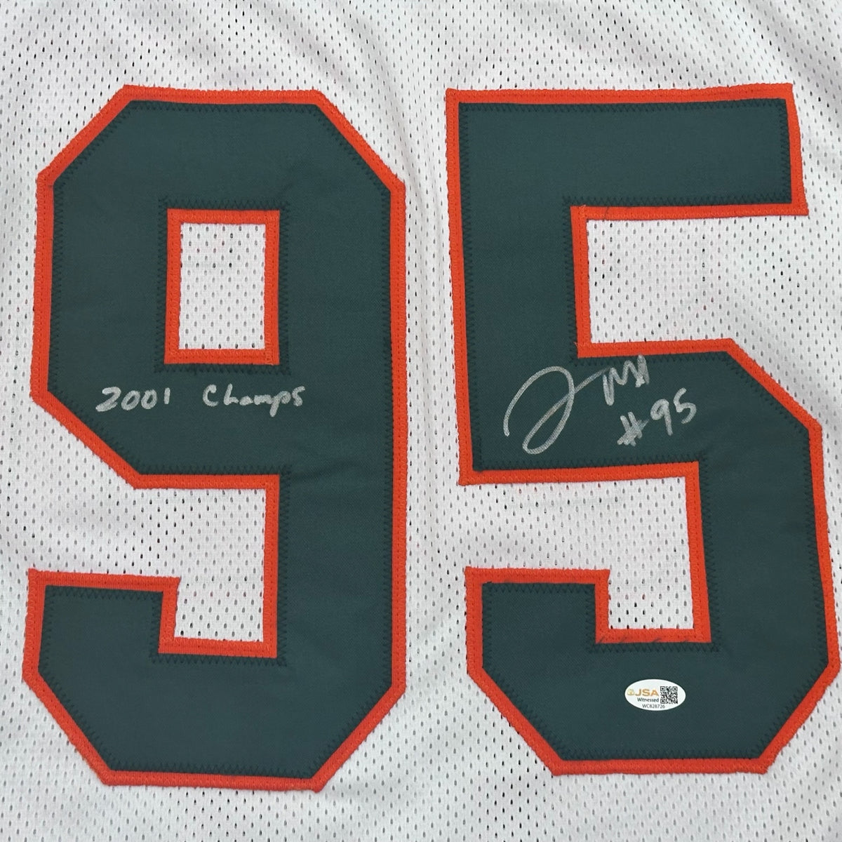 Jerome McDougle Autographed Miami Hurricanes (White #96) Custom Stitched Jersey - JSA