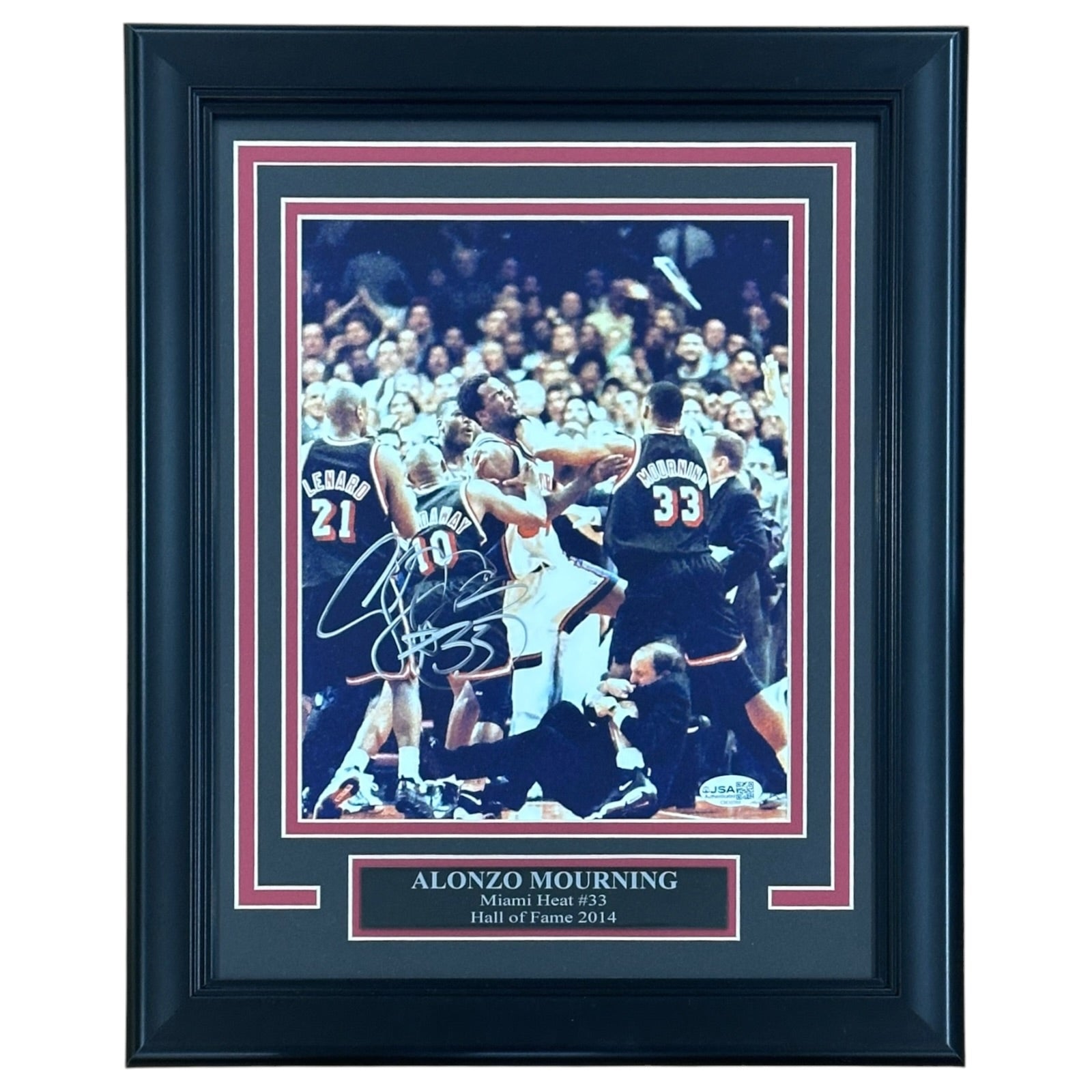 Alonzo Mourning Autographed Miami Heat Deluxe Framed 8x10 Photo - JSA