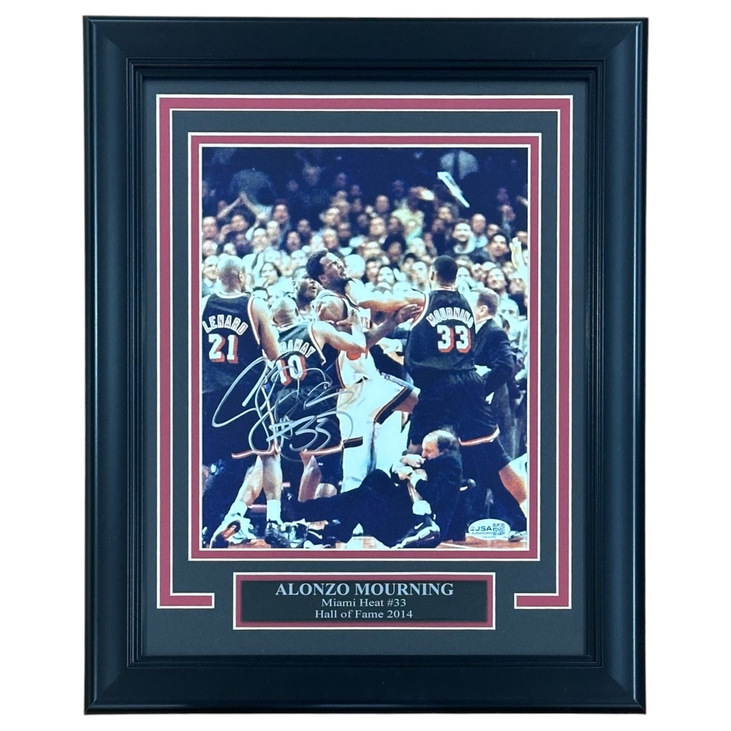 Alonzo Mourning Autographed Miami Heat Deluxe Framed 8x10 Photo - JSA