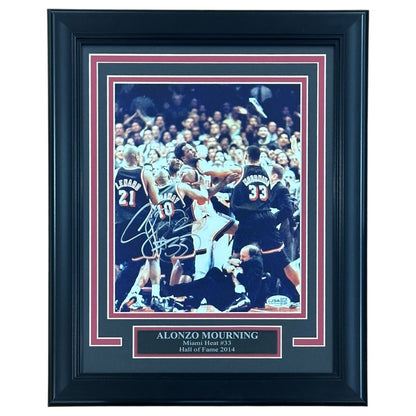 Alonzo Mourning Autographed Miami Heat Deluxe Framed 8x10 Photo - JSA