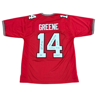 David Greene Autographed Georgia (Red #14) Custom Stitched Jersey - JSA