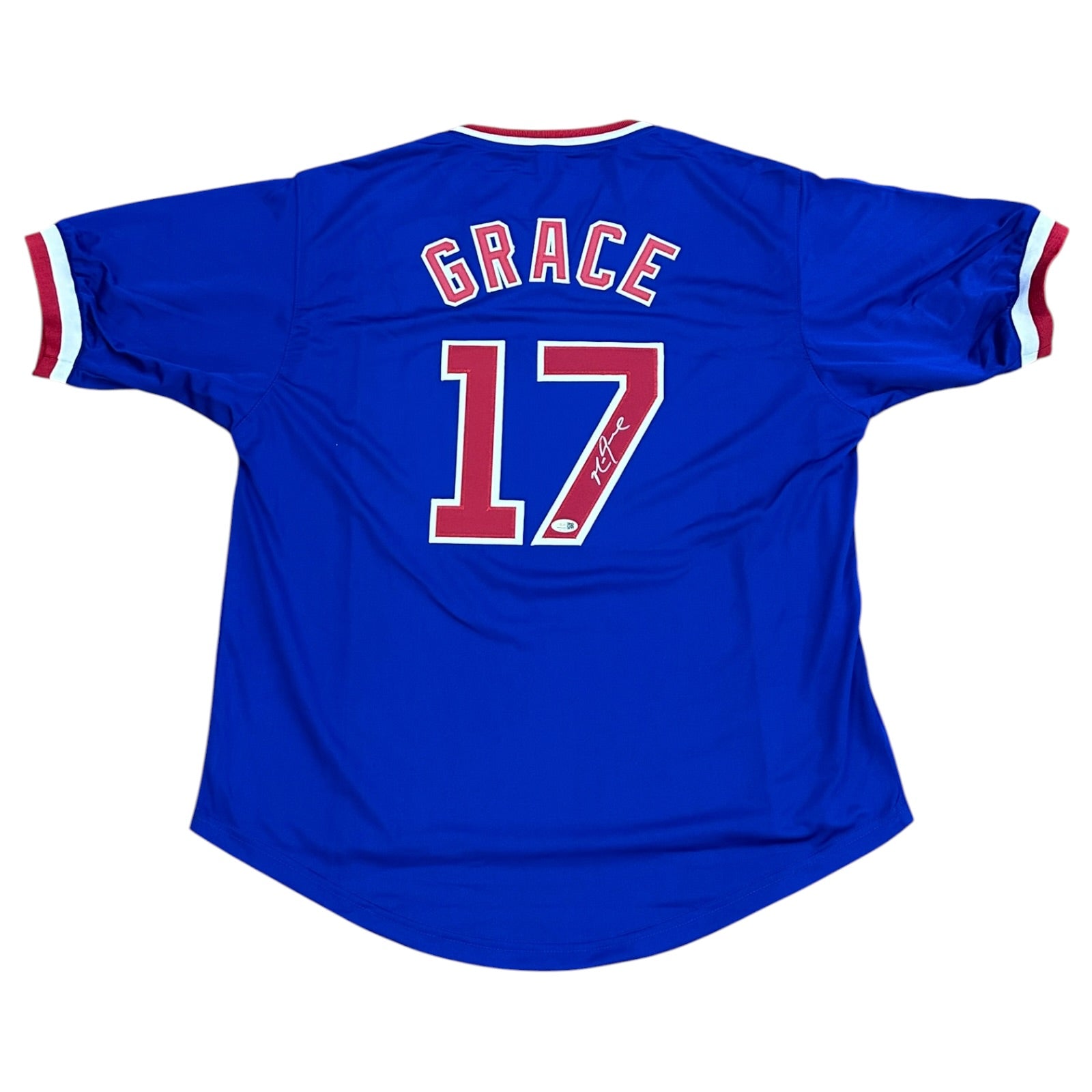 Mark Grace Autographed Chicago (Blue #17) Custom Jersey - JSA