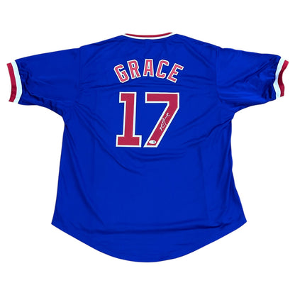 Mark Grace Autographed Chicago (Blue #17) Custom Jersey - JSA
