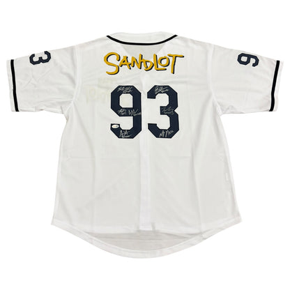 The Sandlot Cast Autographed (White #93) Custom Baseball Jersey - 7 Signatures - JSA