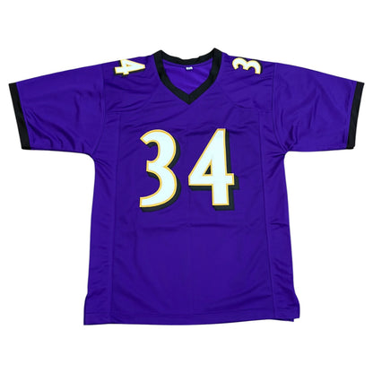 Ricky Williams Autographed Baltimore (Purple #34) Custom Stitched Jersey - JSA