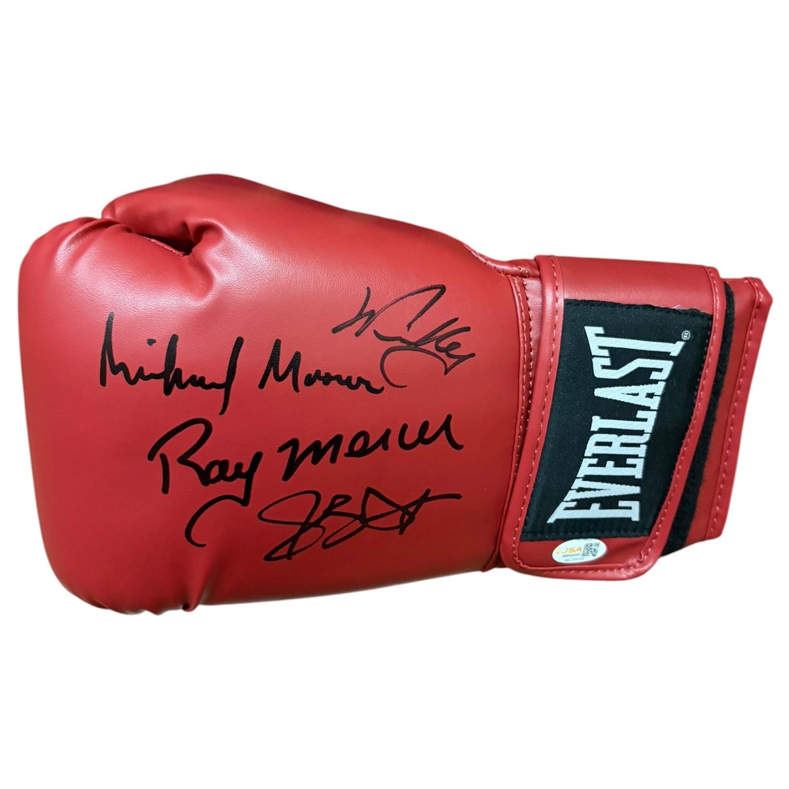 Douglas, Wright, Mercer, Moorer Boxing Legends Autographed Red Everlast Boxing Glove - JSA