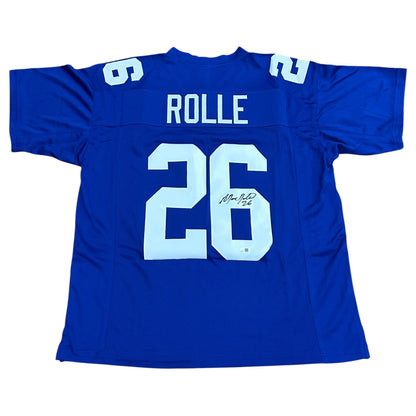 Antrel Rolle Autographed New York (Blue #26) Custom Jersey -JSA