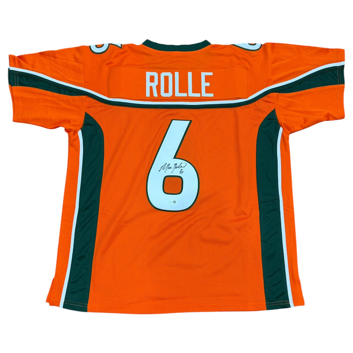 Antrel Rolle Autographed Miami Hurricanes (Orange #6) Custom Stitched Jersey - JSA